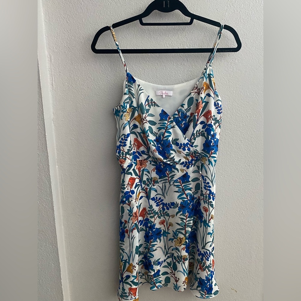 Parker White Floral Print Mini Dress